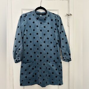 Zara Polka Dot Corduroy Babydoll Dress